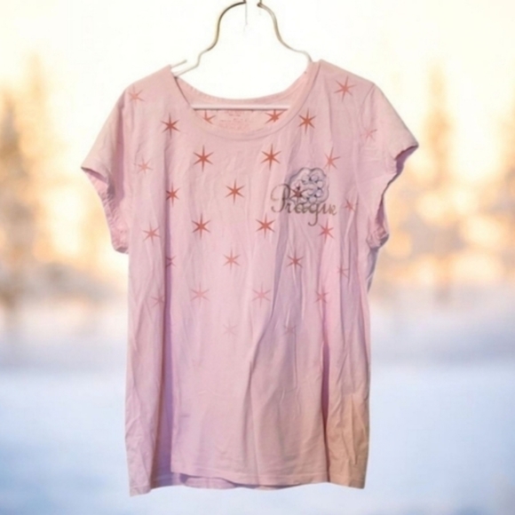 Old Navy 100% Cotton Prague Pink Short Sleeve Tee with Star Pattern Size XL - Picture 1 of 6